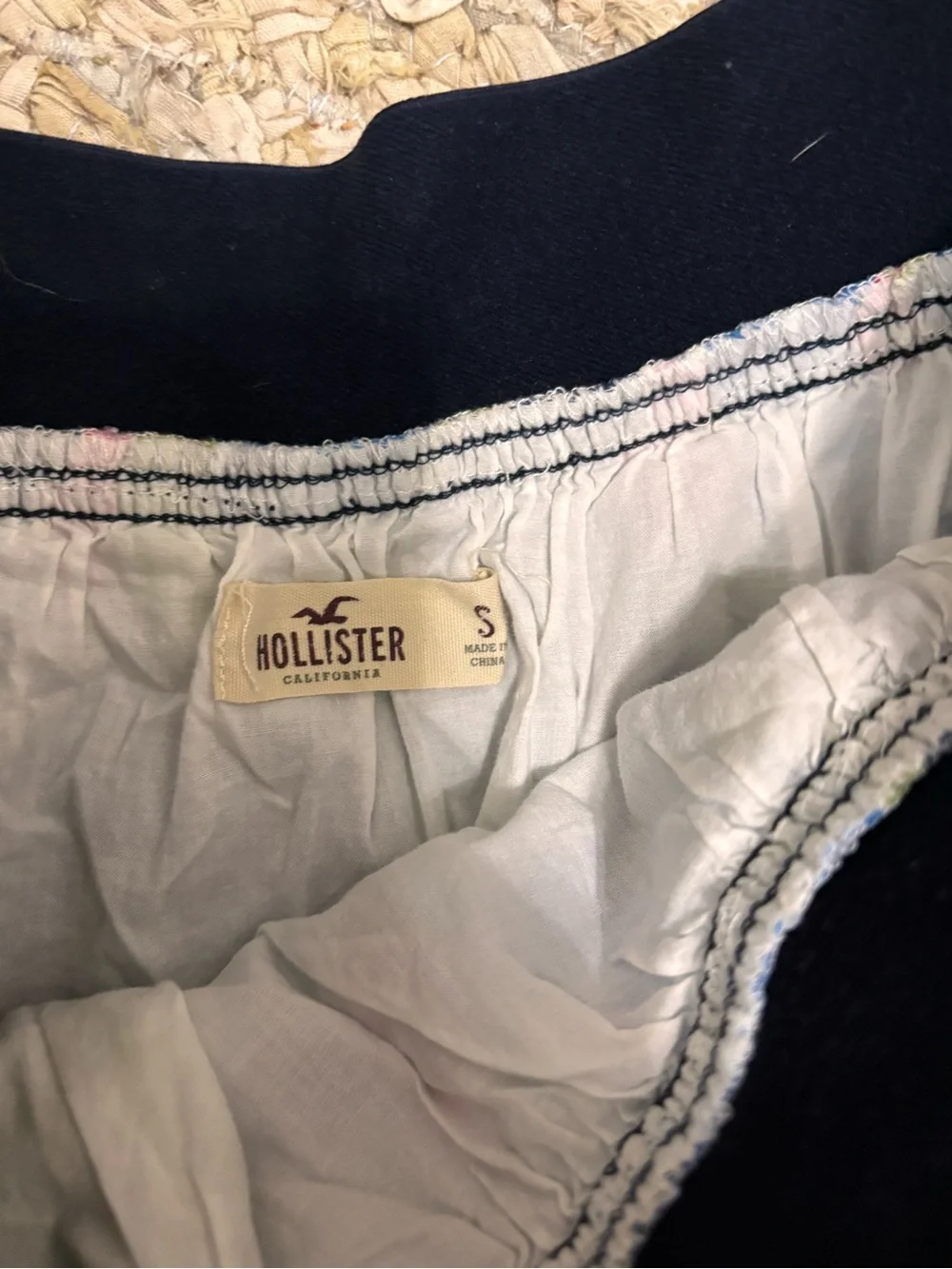 Hollister Navy Floral Circle Skirt with Blue and Pink Roses